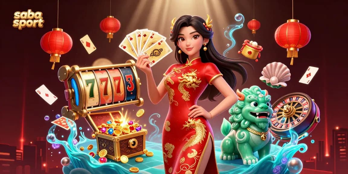 Experience exciting casino gameplay with saba sport in this ultra-detailed 3D illustration of a vibrant gaming scene.