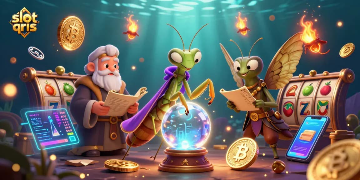 Engage with slot qris gameplay surrounded by mystical characters and vibrant casino symbols.
