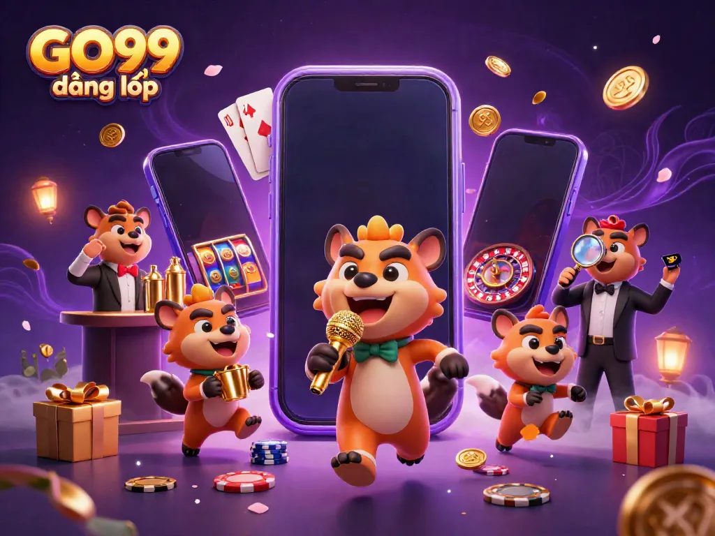 Engage with the vibrant world of GO99 đăng nhập as hyenas entertain in a dynamic casino scene.
