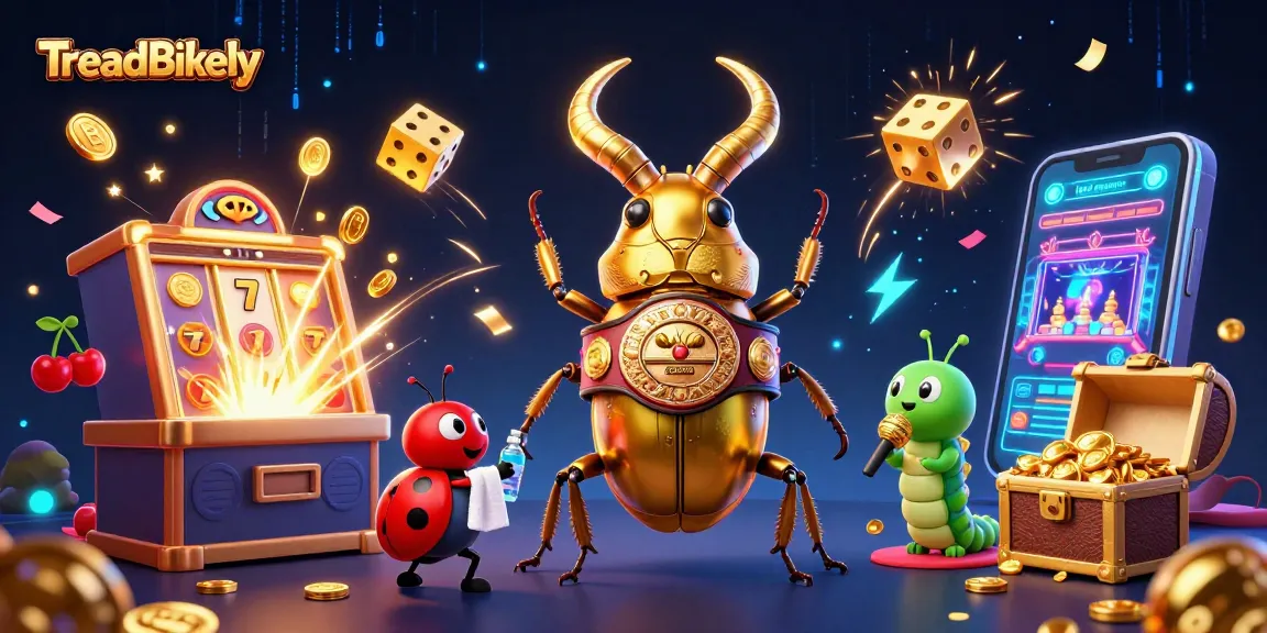 Hit the jackpot with TreadBikely amid vibrant casino elements and animated characters.