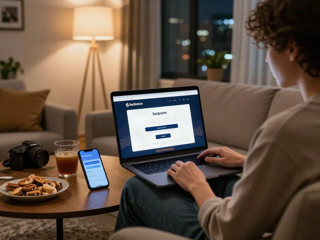 Seributoto Login scene showing user comfortably engaging with gambling site on laptop.