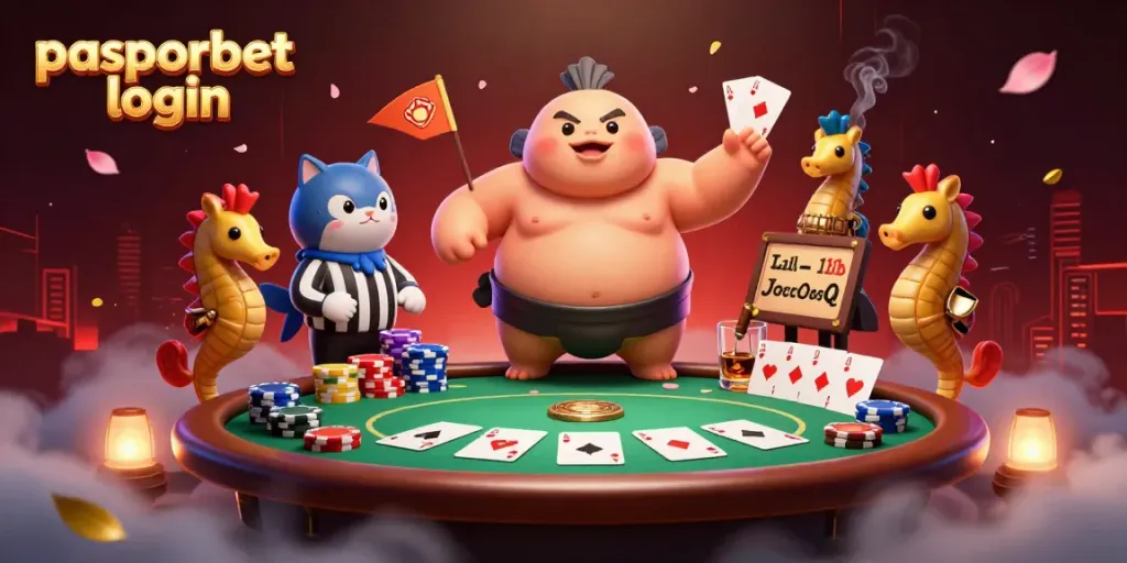 Visualisasi permainan casino online pasporbet login dengan karakter kreatif dan elemen menarik.