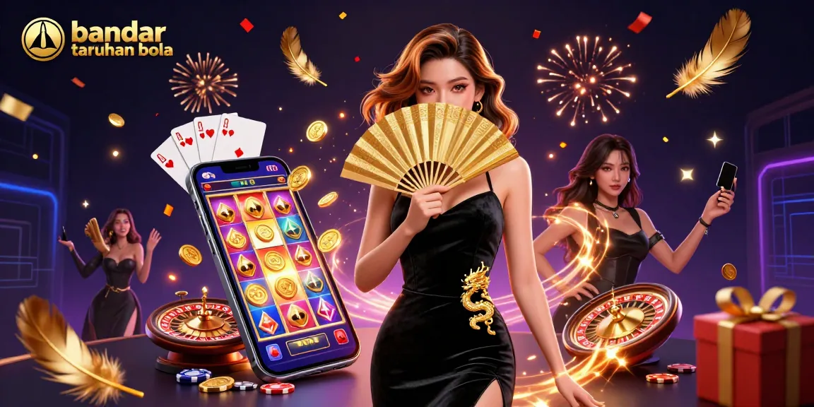 Experience the vibrant casino excitement with bandar taruhan bola in an artistic 3D depiction of slots and gaming elements.