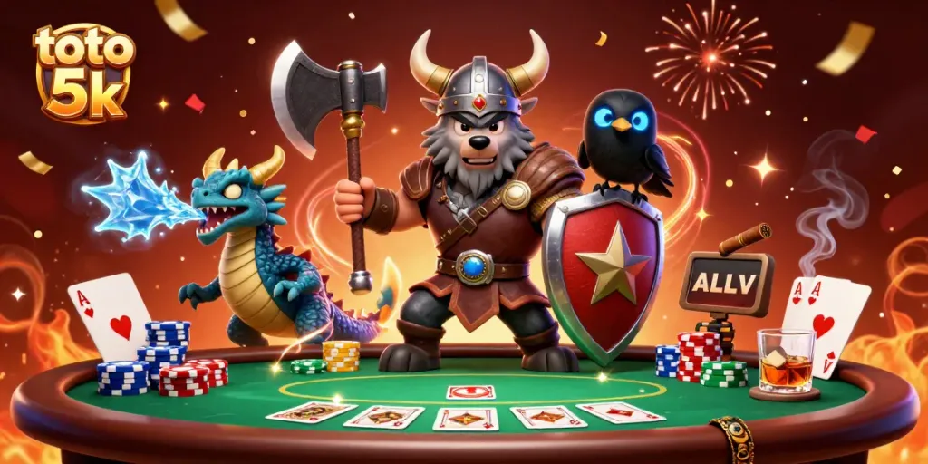 Menangkan toto 5k dengan Viking dan naga yang berapi-api di meja poker yang penuh chip.