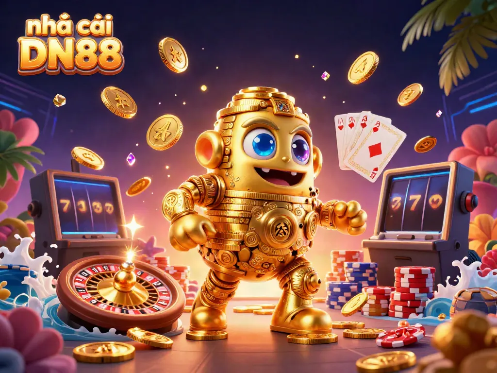 Engage with nhà cái DN88 through thrilling casino games with vibrant symbols and energetic scenes.