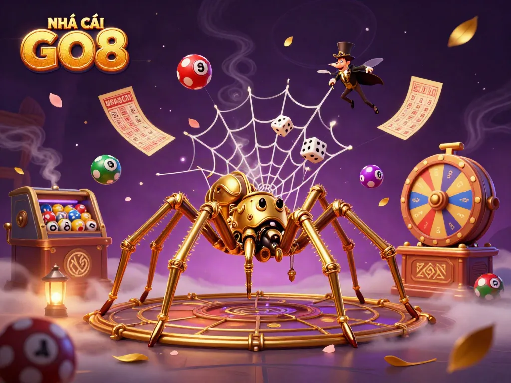 Experience the excitement of NHÀ CÁI GO8 with vibrant game elements and a steampunk design.