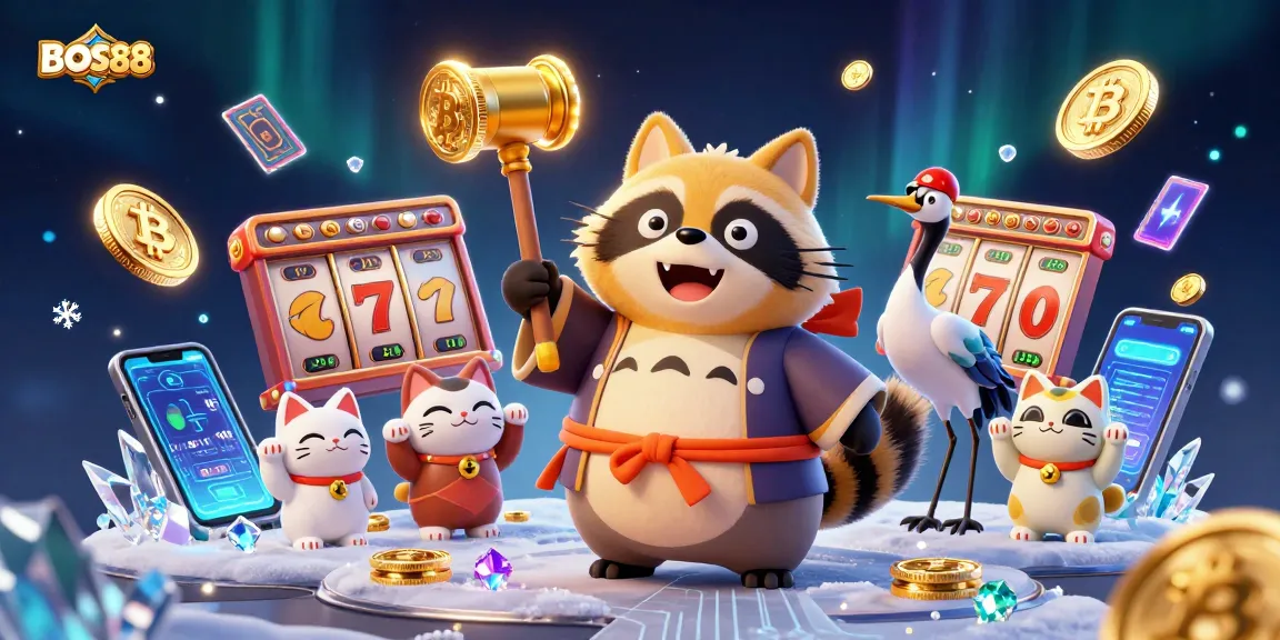 BOS88 mempersembahkan permainan slot menarik dengan karakter lucu dan simbol keberuntungan yang memukau.