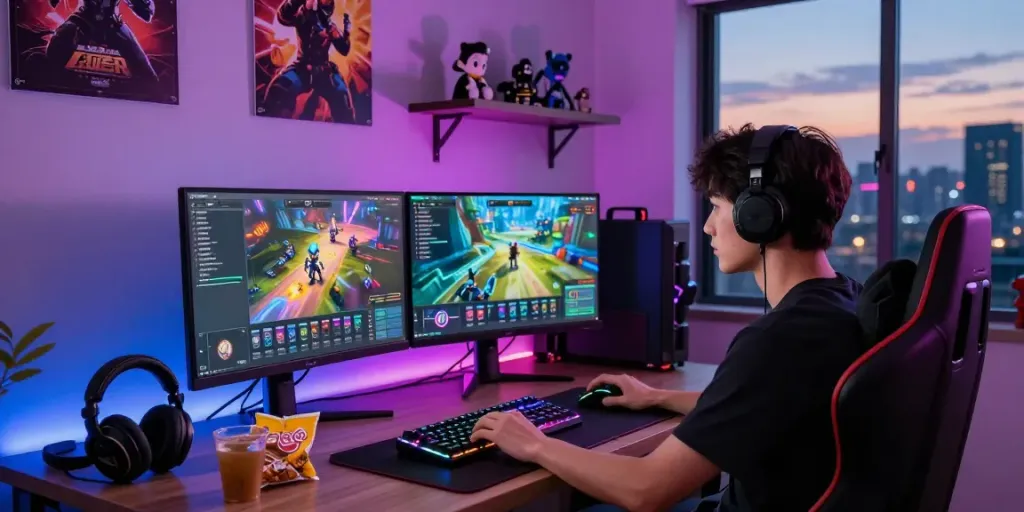 Natunatoto: Para gamer menikmati pengaturan permainan online yang imersif di rumah.