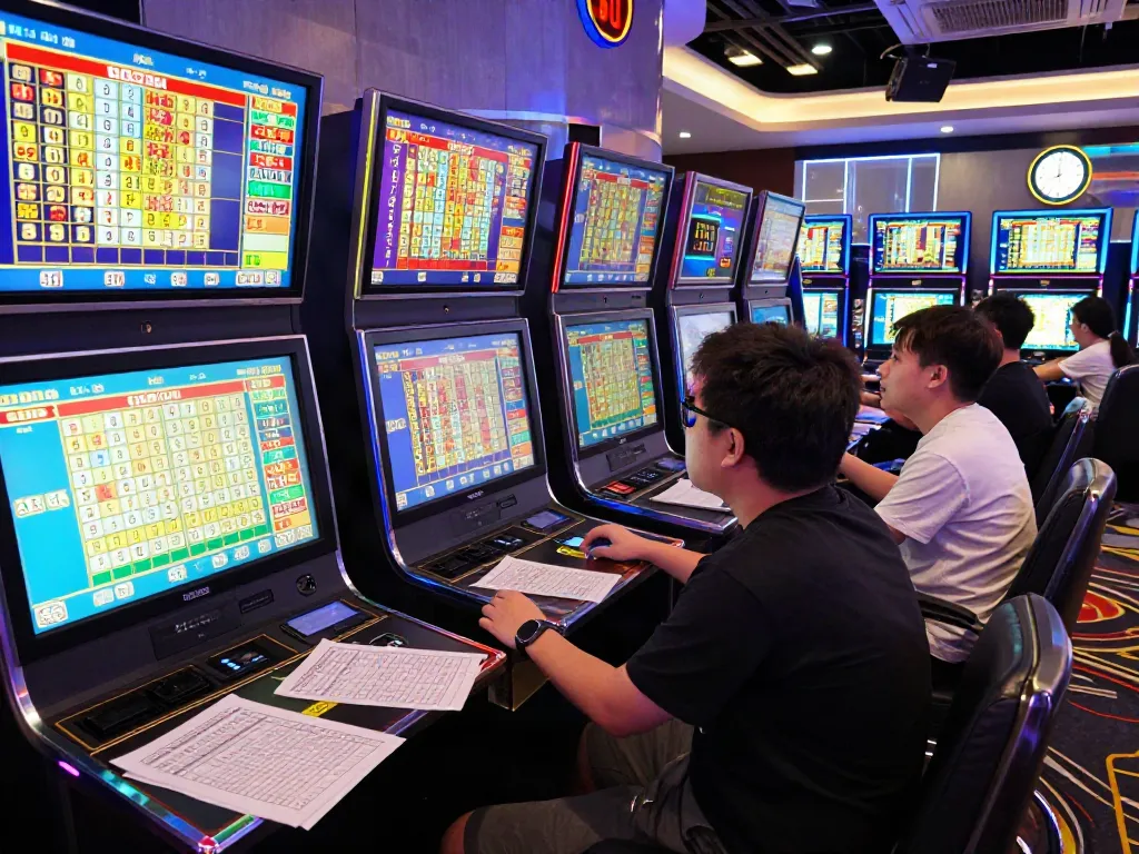 Data Macau ditampilkan dalam layar digital di ruang lotere modern dengan pemain terlibat dalam hasil undian.