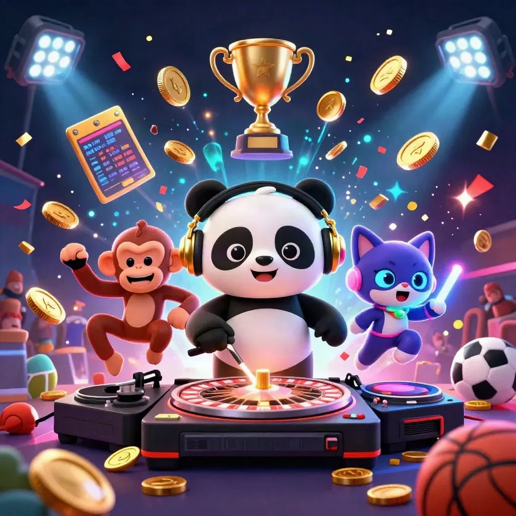 Panda DJ, monyet breakdance, dan kucing glow-stick di tengah ledakan koin emas dan kembang api.