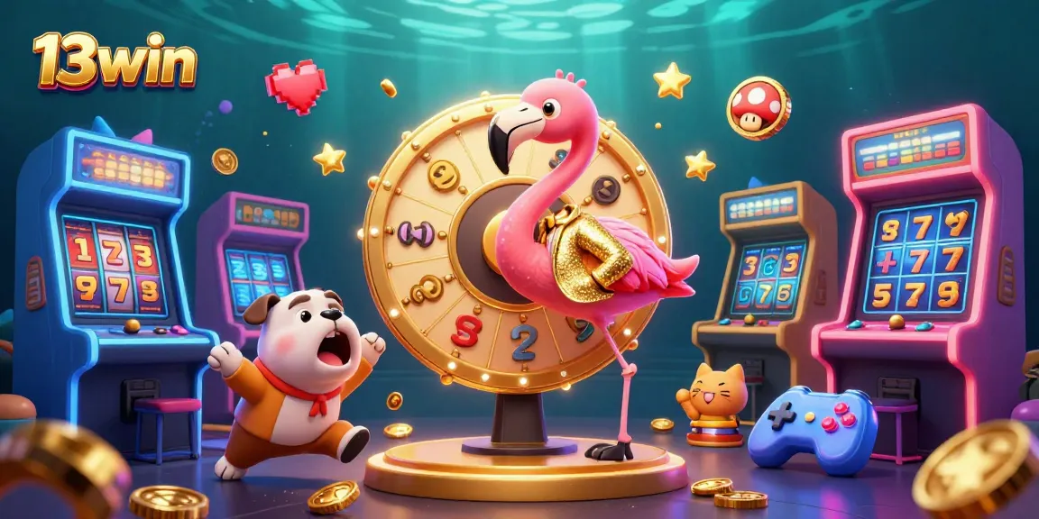 Players engage with exciting 13win casino games, highlighted by vibrant 3D visuals and dynamic gameplay.