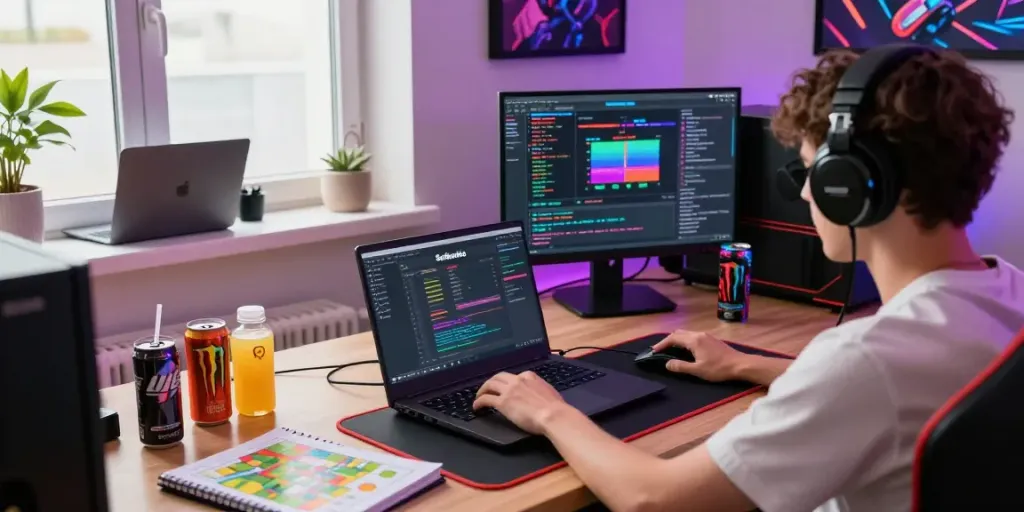 Akses Seributoto dengan perangkat gaming yang modern dan atmosfer yang dinamis.