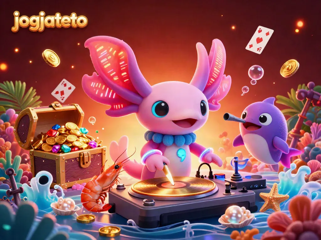 Experience the excitement of jogjatoto with colorful characters and casino game elements in this vibrant illustration.