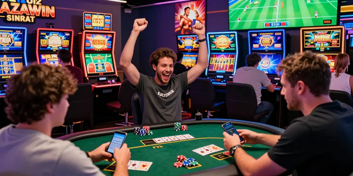 Exciting online gaming scene at www bazawin, showcasing diverse players engaging in slots, live casino, and sports betting with vibrant visuals.