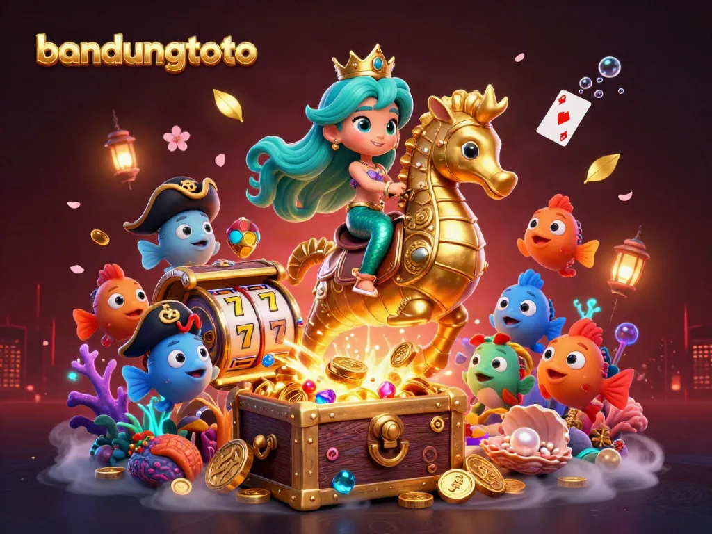 Experience the thrill of bandungtoto gaming with a vibrant mermaid princess and golden treasures.