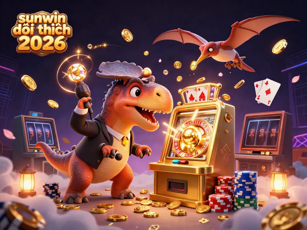 Experience the thrill of sunwin đổi thưởng 2026 with a dynamic casino scene featuring golden jackpot coins, gaming characters, and vibrant visuals.