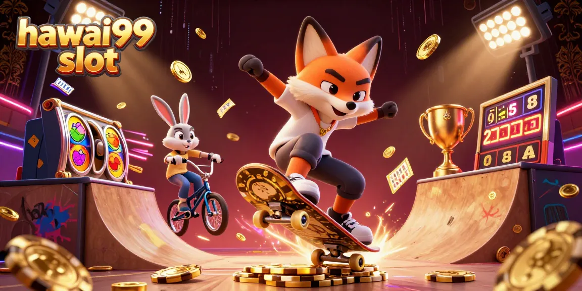 Experience the action of hawai99 slot with a vibrant 3D scene featuring characters and exciting game elements.