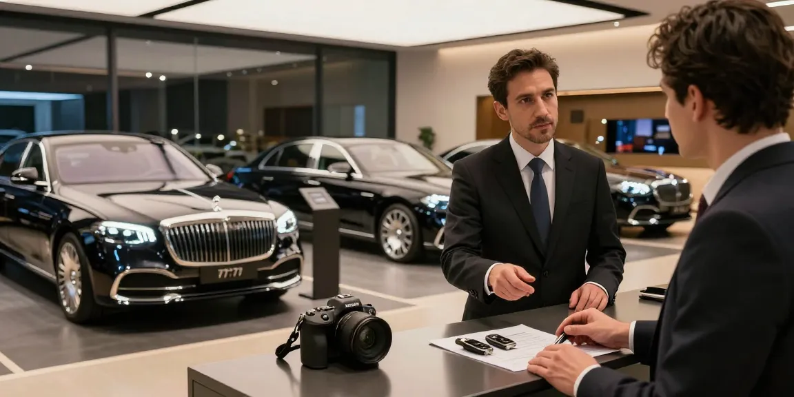 Interior showroom LUXURY 777 yang memamerkan mobil kelas atas dengan pelayanan profesional.
