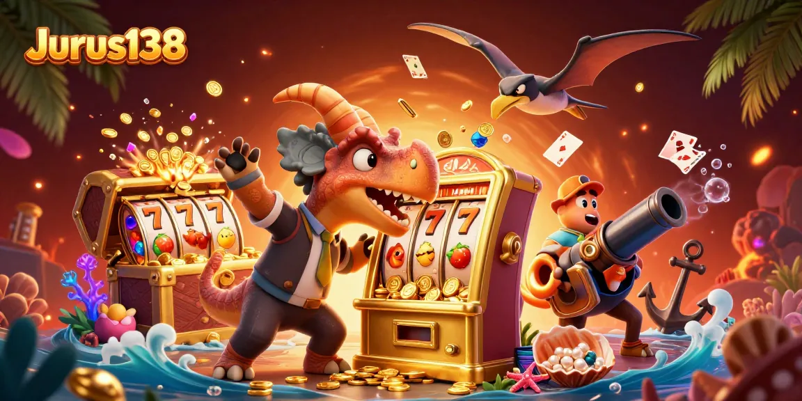 Experience the excitement of Jurus138 as a pachycephalosaurus inspires jackpot coins in a vibrant casino scene.