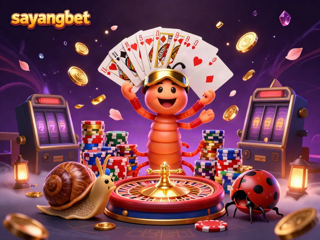 Experience the excitement of sayangbet with a lively millipede dealer and vibrant gambling elements.