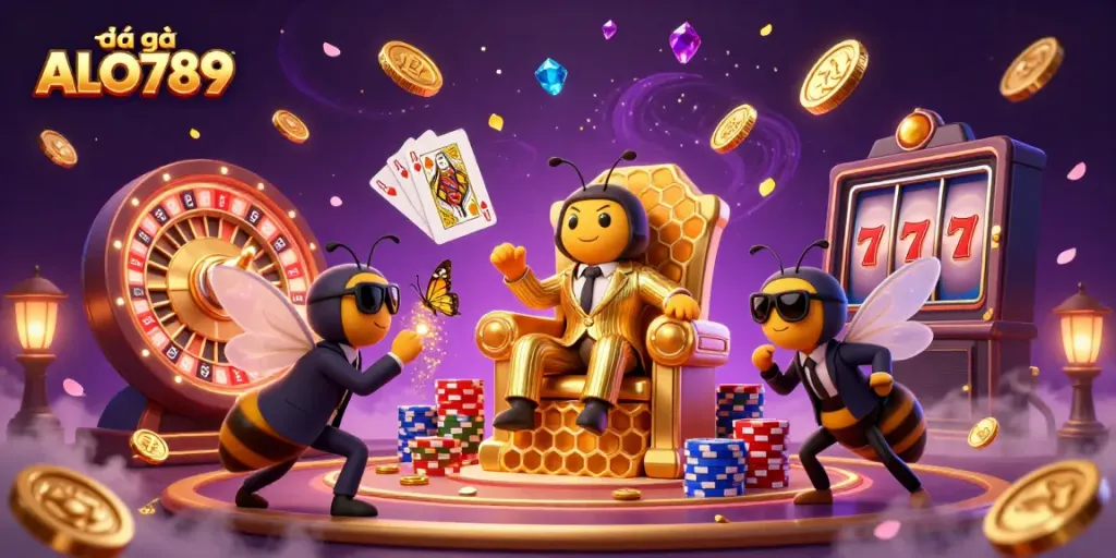 Engage in thrilling đá gà ALO789 action with a vibrant scene of a cartoon mob boss in a fighting arena.