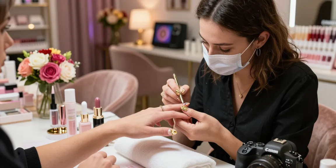 Proses manicure di salon mewah dengan LUXURY 12 nail art yang mengesankan.