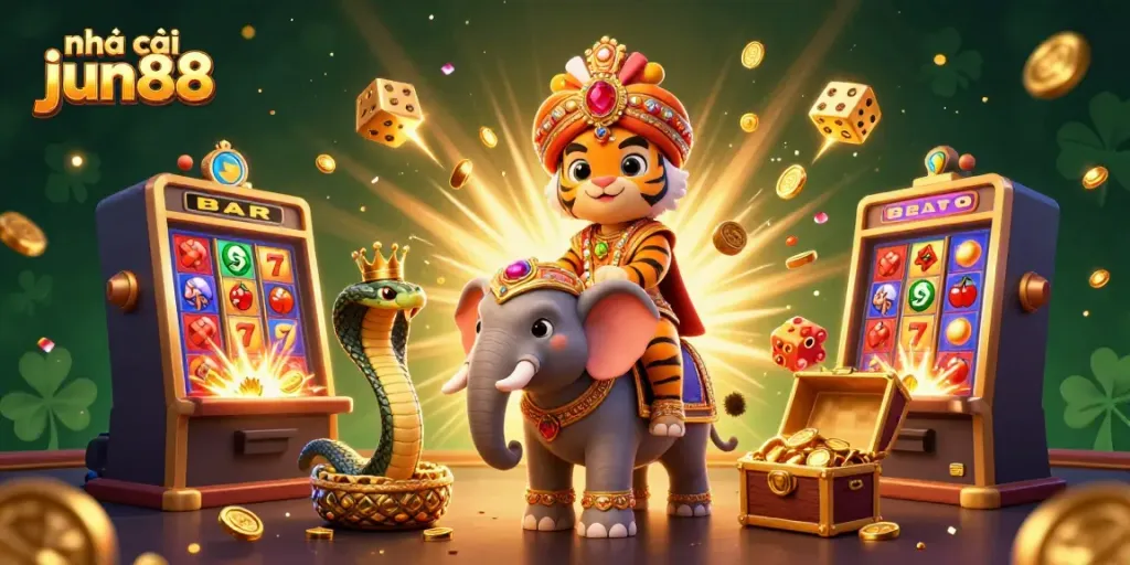 Experience the excitement of nhà cái jun88 with an electrifying gaming scene full of vibrant visuals and dynamic elements.