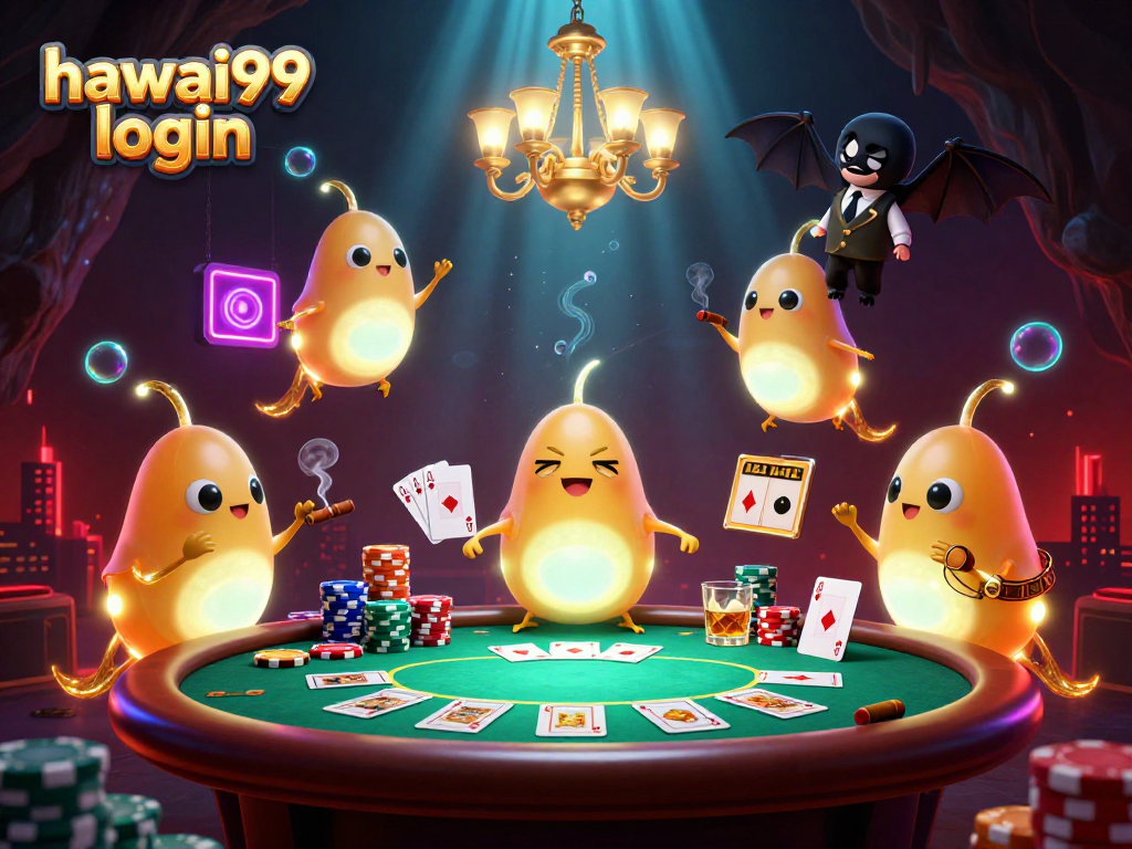 Engage in thrilling gameplay at HAWAI99 login with vibrant glowworms illuminating a cave casino.