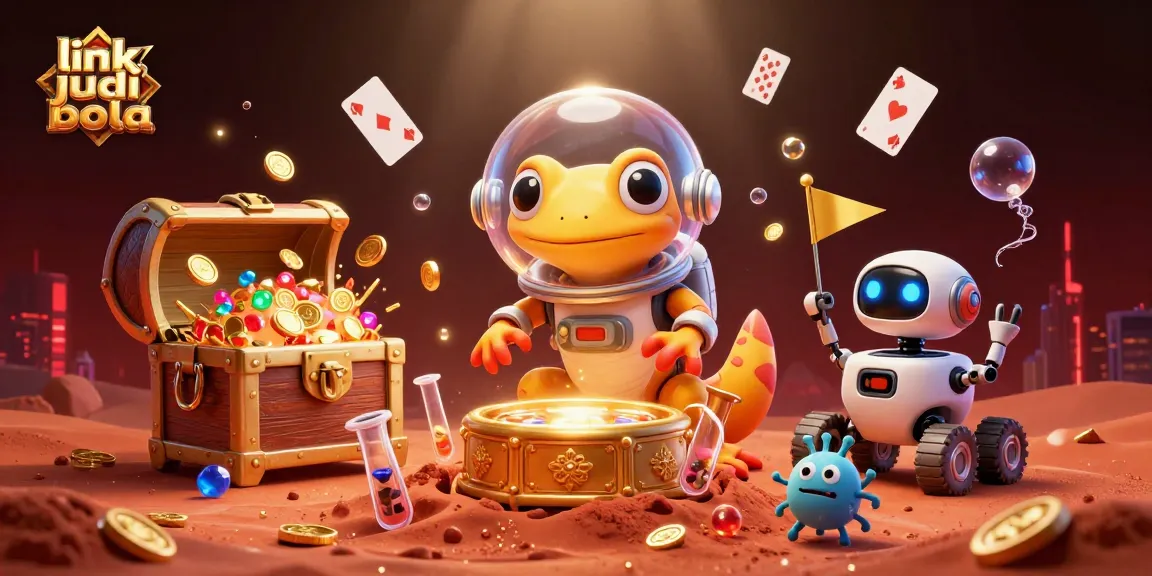 Wager on exciting link judi bola action surrounded by vibrant casino elements and colorful treasure.