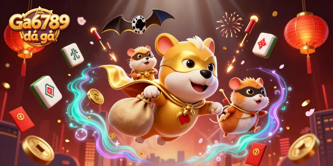 Bet on epic Ga6789 đá gà matches amidst a colorful celebration with gold coins and lucky symbols.