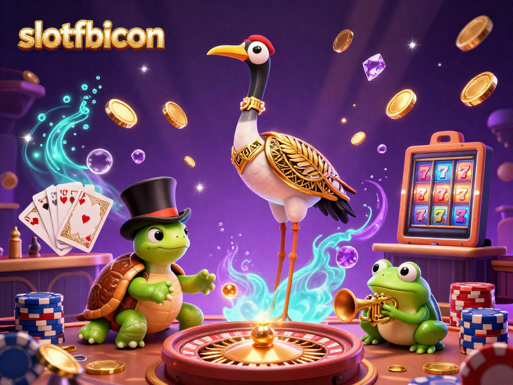 Experience high-stakes fun with slotfbicon's vibrant casino scene featuring lively characters and gaming elements.