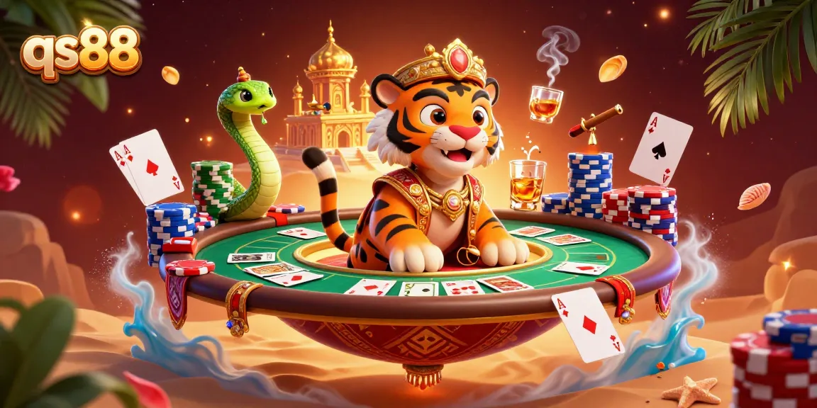Experience the excitement of qs88 with a dynamic scene featuring a sultan and gaming elements in vibrant design.