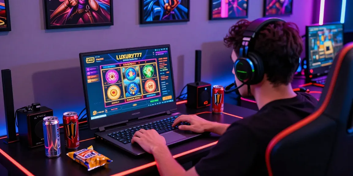 Pengalaman bermain online dengan layar LUXURY777 Situs Resmi Terbaru, suasana gamer yang energik.