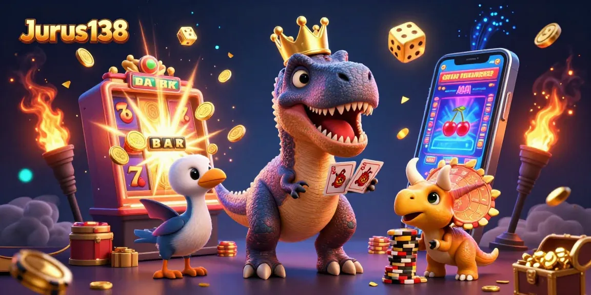 Engage in winning strategies with Jurus138 in this vibrant 3D casino scene.