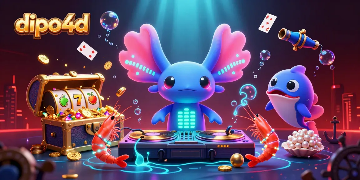 Dive into action with dipo4d, featuring vibrant underwater casino elements and characters in a lively party scene.
