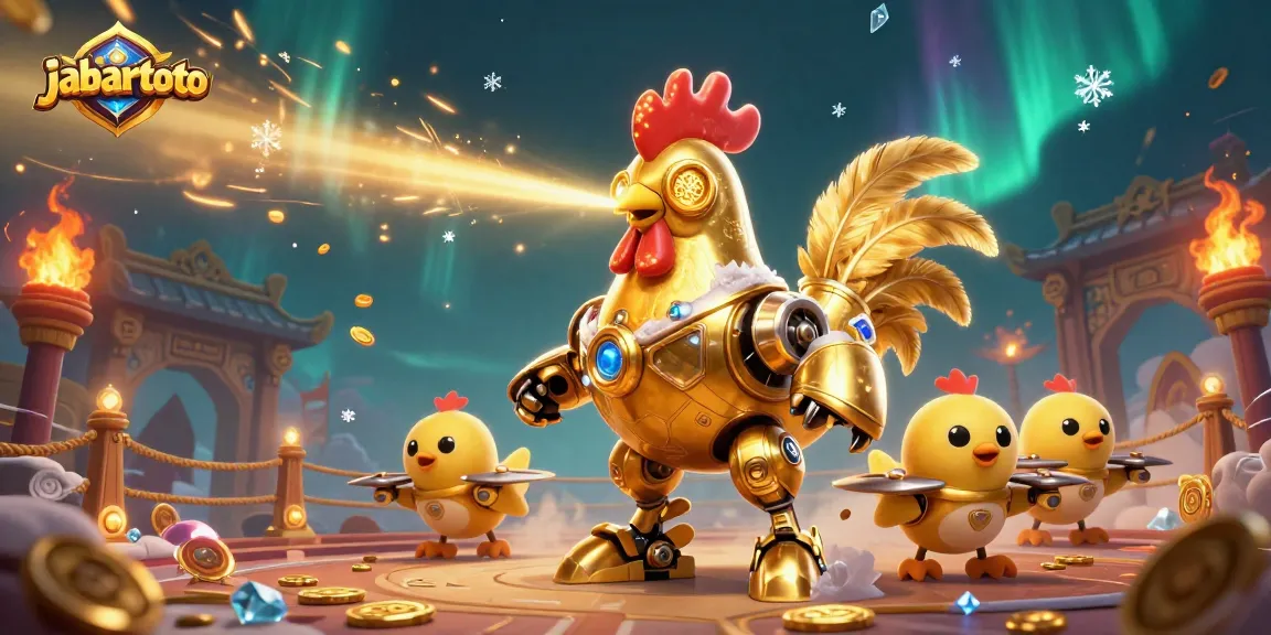 Jabartoto menawarkan pertempuran seru di arena permainan dengan mesin slot dan robot ayam sebagai bintang.