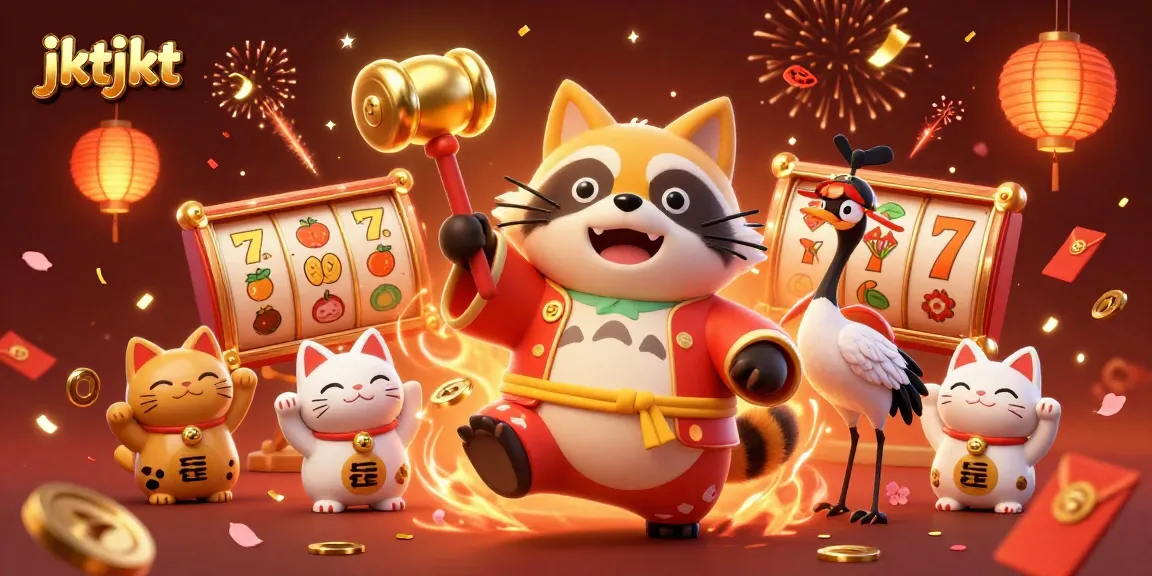 jktjkt menghadirkan suasana kasino yang ceria dengan karakter festival Jepang dan berbagai elemen permainan.