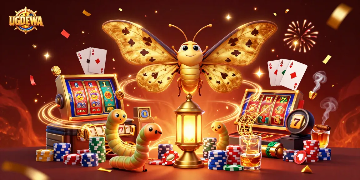 Engage in thrilling slots action at UGDEWA with vibrant casino elements and festive visuals.